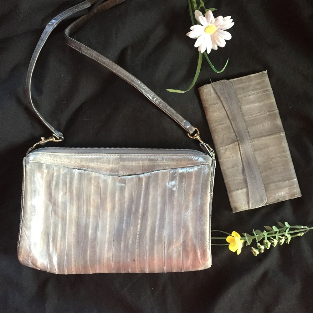 Vintage eel skin purse with matching wallet